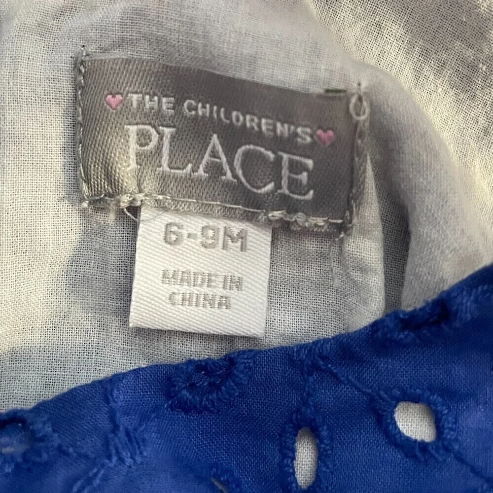 THE Children's Place Blue Eyelet Dress Size 6-9 Months